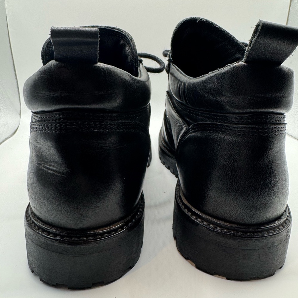 All Saints Shoes Black Yarrow Calf Leather Lug Sole Chunky Moto Boots 9.5 (40) - Picture 4 of 9